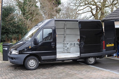 Side view with slideing door open after everything was removed