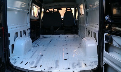 Panoramic image of the stripped van
